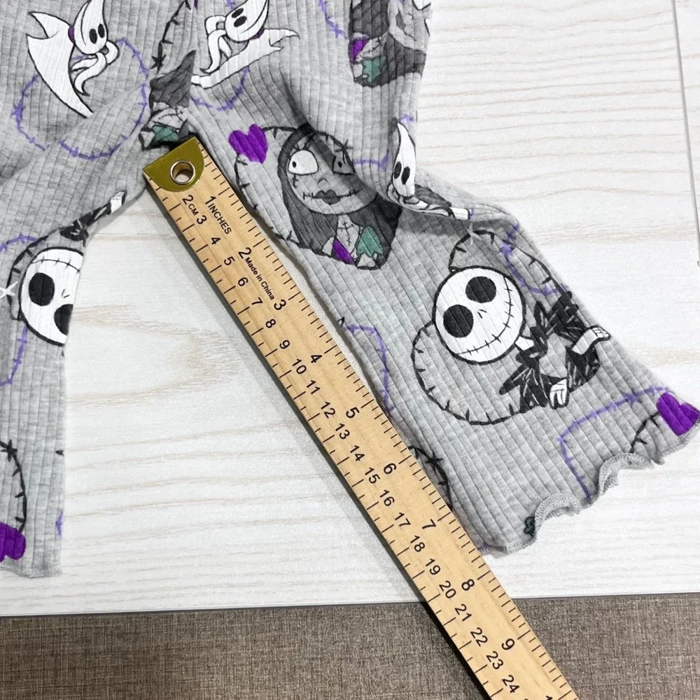 Disney Nightmare Before Christmas Set Girls 3-6M Gray Jack Sally Fleece‎ Flare